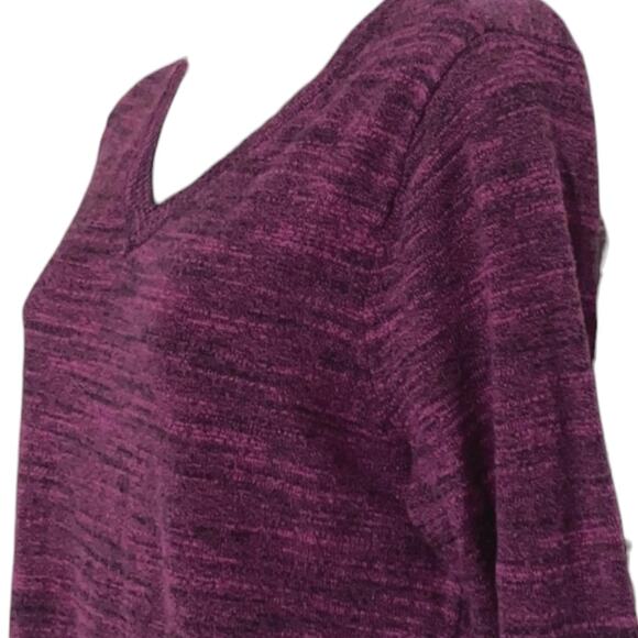 Logo Lori Goldstein Shark Bite Purple Marled Sweater Size Medium - Picture 6 of 12